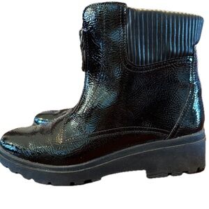 Clarks Collection Patent Black Ankle Boots